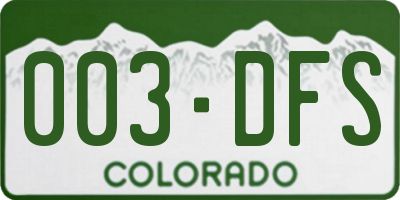 CO license plate 003DFS