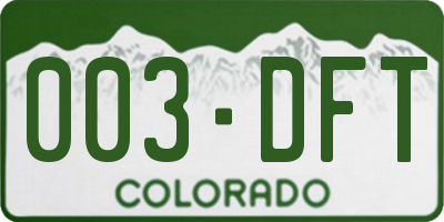 CO license plate 003DFT