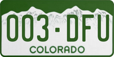 CO license plate 003DFU