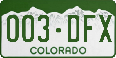 CO license plate 003DFX