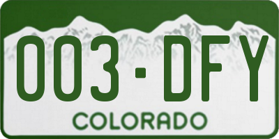 CO license plate 003DFY