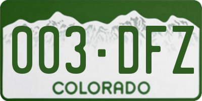 CO license plate 003DFZ