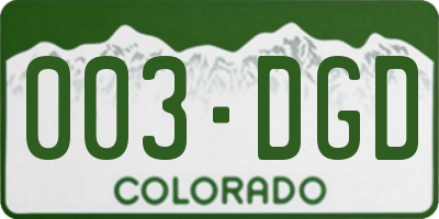 CO license plate 003DGD