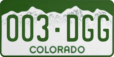 CO license plate 003DGG
