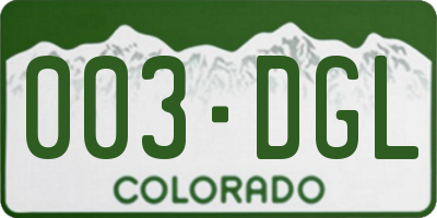 CO license plate 003DGL
