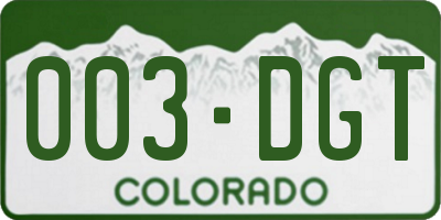 CO license plate 003DGT