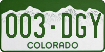 CO license plate 003DGY
