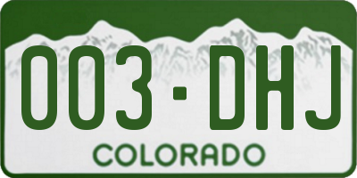 CO license plate 003DHJ