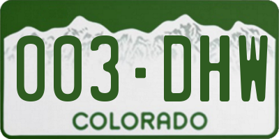 CO license plate 003DHW
