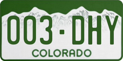 CO license plate 003DHY