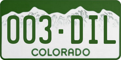 CO license plate 003DIL