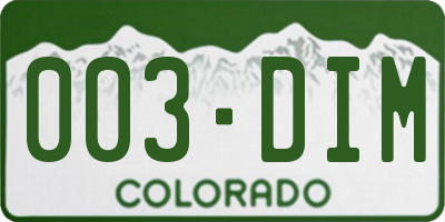 CO license plate 003DIM