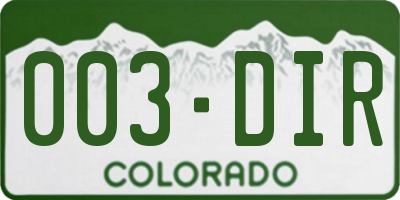 CO license plate 003DIR