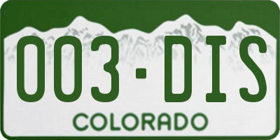 CO license plate 003DIS