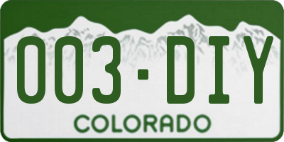 CO license plate 003DIY