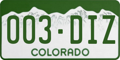 CO license plate 003DIZ