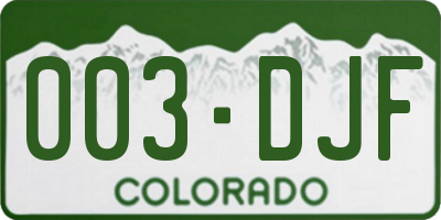 CO license plate 003DJF