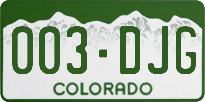 CO license plate 003DJG