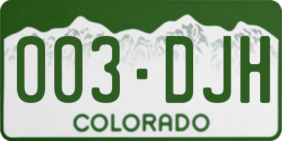 CO license plate 003DJH