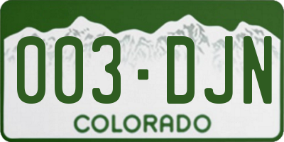 CO license plate 003DJN