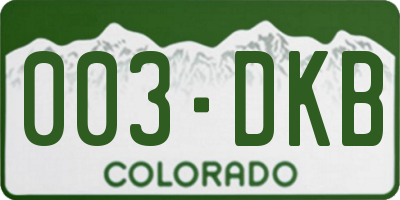 CO license plate 003DKB