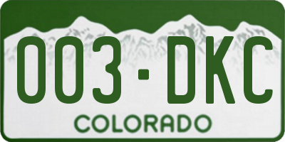 CO license plate 003DKC