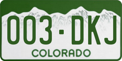 CO license plate 003DKJ