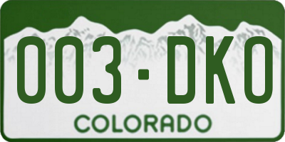 CO license plate 003DKO