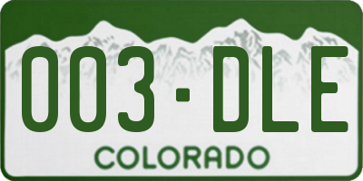 CO license plate 003DLE