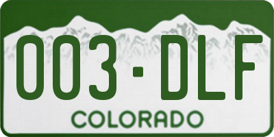 CO license plate 003DLF