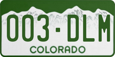 CO license plate 003DLM