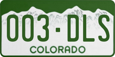 CO license plate 003DLS