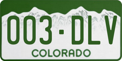 CO license plate 003DLV