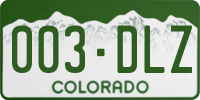 CO license plate 003DLZ