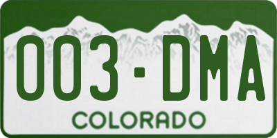 CO license plate 003DMA