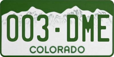 CO license plate 003DME
