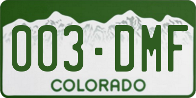 CO license plate 003DMF