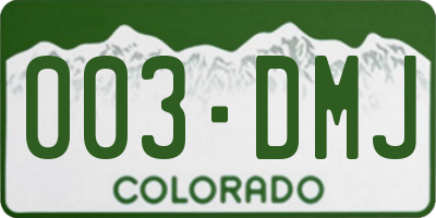 CO license plate 003DMJ