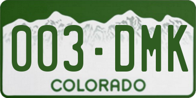 CO license plate 003DMK