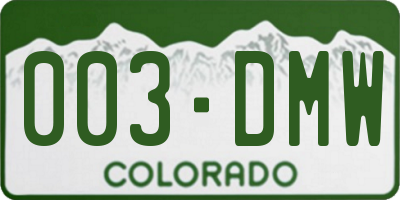 CO license plate 003DMW