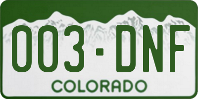CO license plate 003DNF