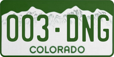 CO license plate 003DNG