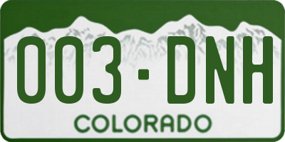 CO license plate 003DNH