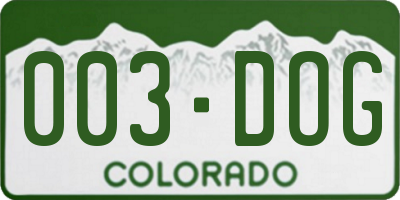 CO license plate 003DOG