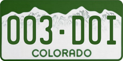 CO license plate 003DOI
