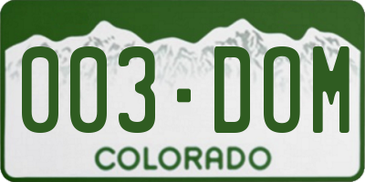 CO license plate 003DOM
