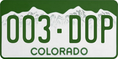 CO license plate 003DOP