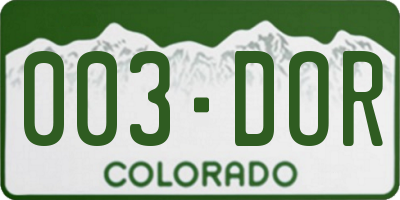 CO license plate 003DOR