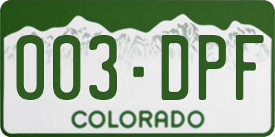 CO license plate 003DPF