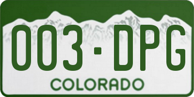 CO license plate 003DPG